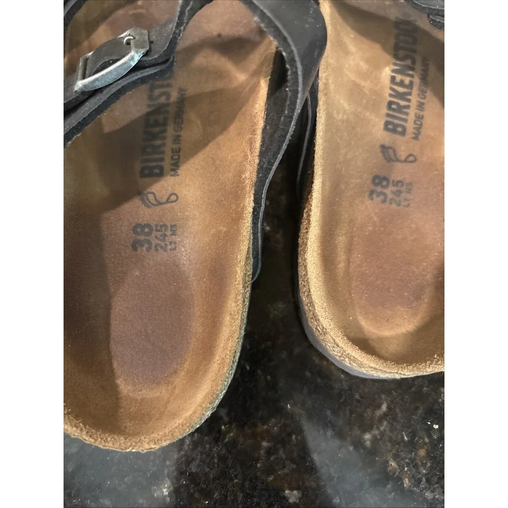 Birkenstock Mayari Black Leather Sandals - Size 38 7/7.5